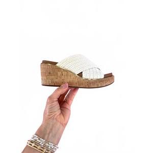NEW CORKYS FOOTWEAR women's peace out wedge sandal in ivory